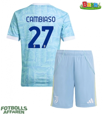 Juventus Andrea Cambiaso #27 Bortaställ Barn 2025-26 Kortärmad (+ Korta byxor)